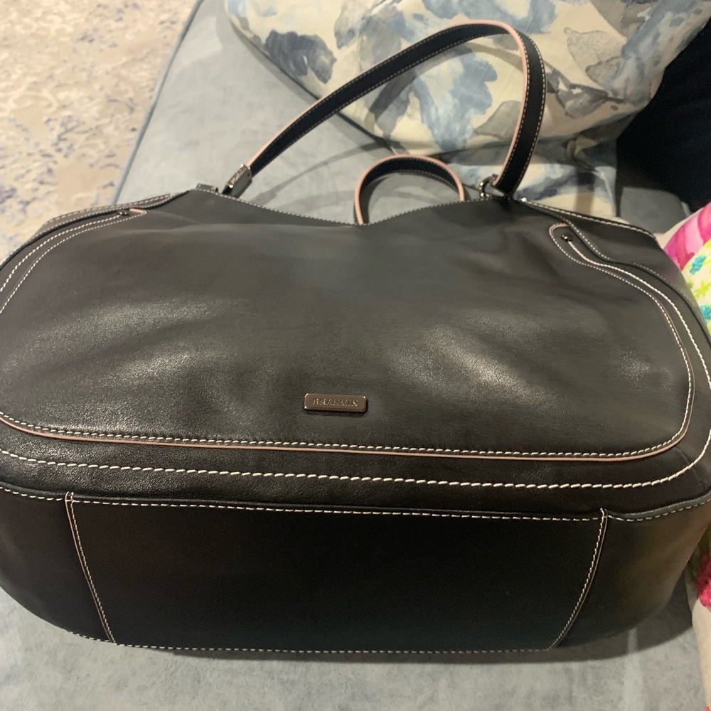 Large Black Leather Brahmin Shoulder Bag